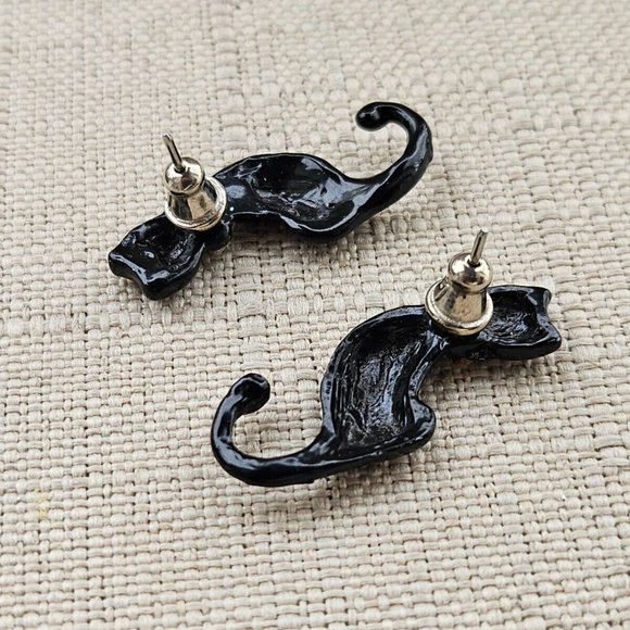 Cat Earrings Women Ear Jewelry Black Tone Fashion Jewelry Earrings - Picture 7 of 10